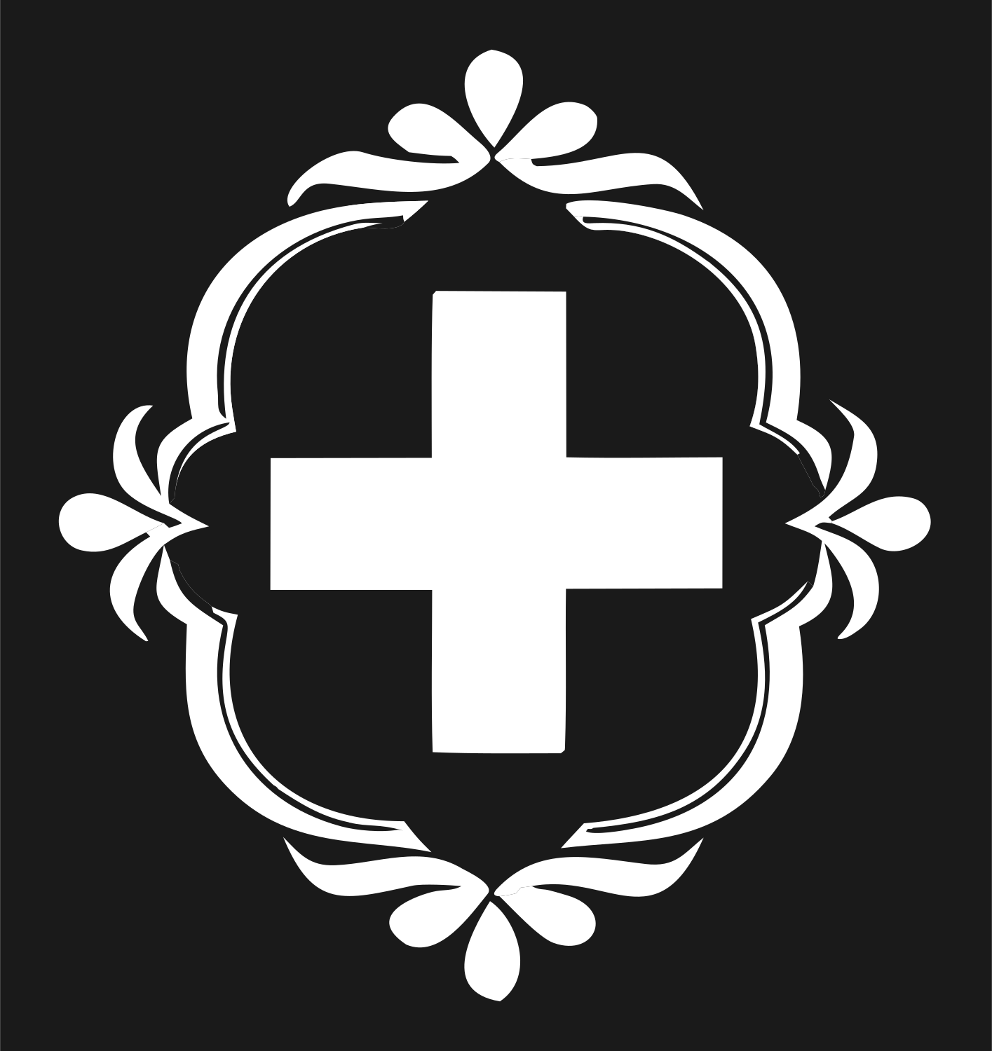Ornate Cross Cameo Crest #1a1a1a/#ffffff