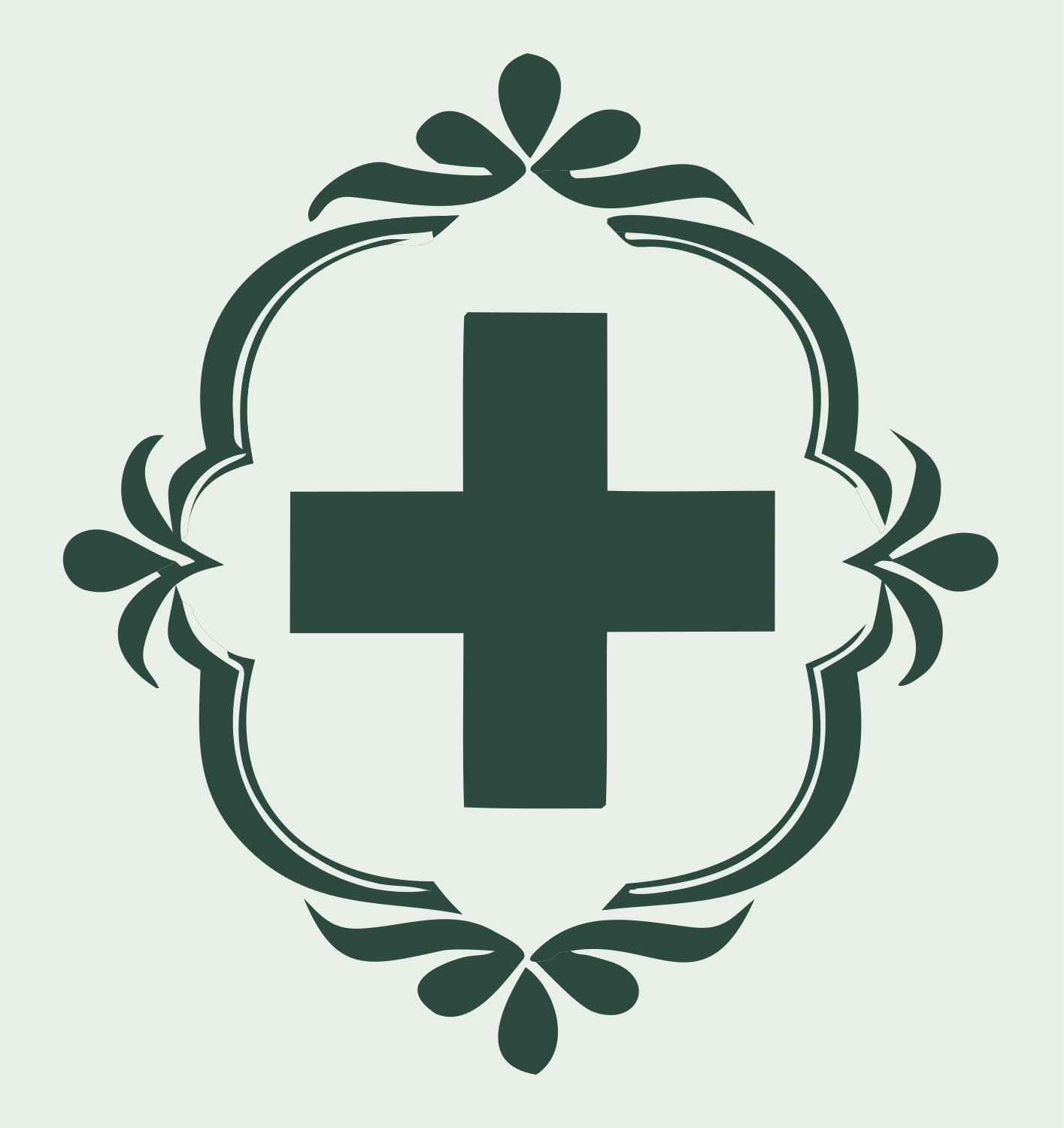 Ornate Cross Cameo Crest #e8efe9/#2d4a3e
