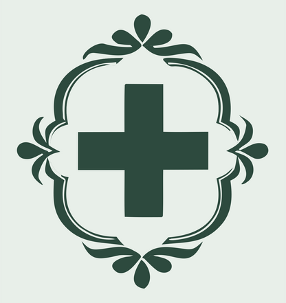 Ornate Cross Cameo Crest #e8efe9/#2d4a3e