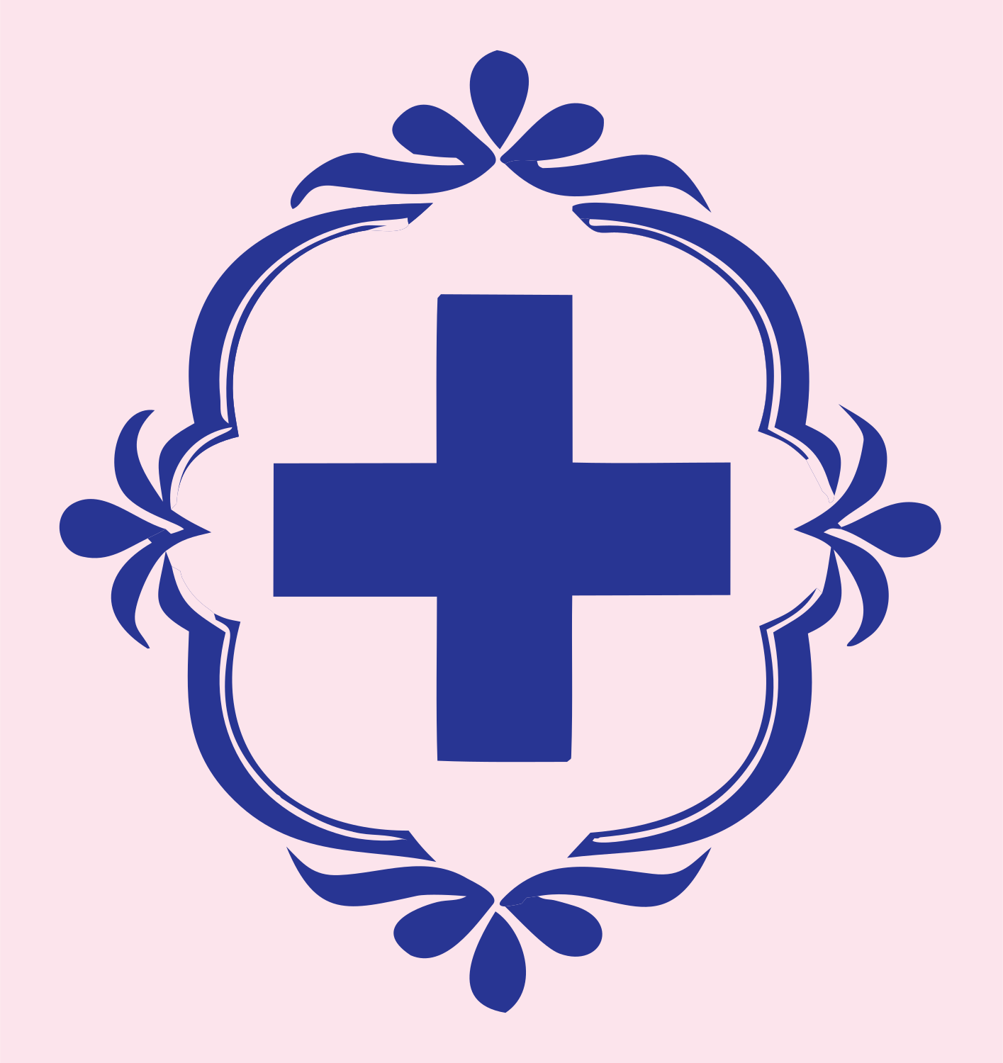 Ornate Cross Cameo Crest #fce4ec/#283593