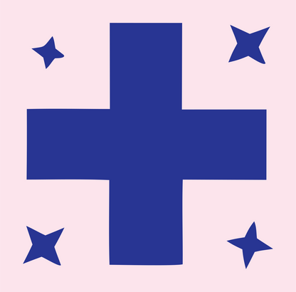 Bold Plus Star Cluster Mark #fce4ec/#283593