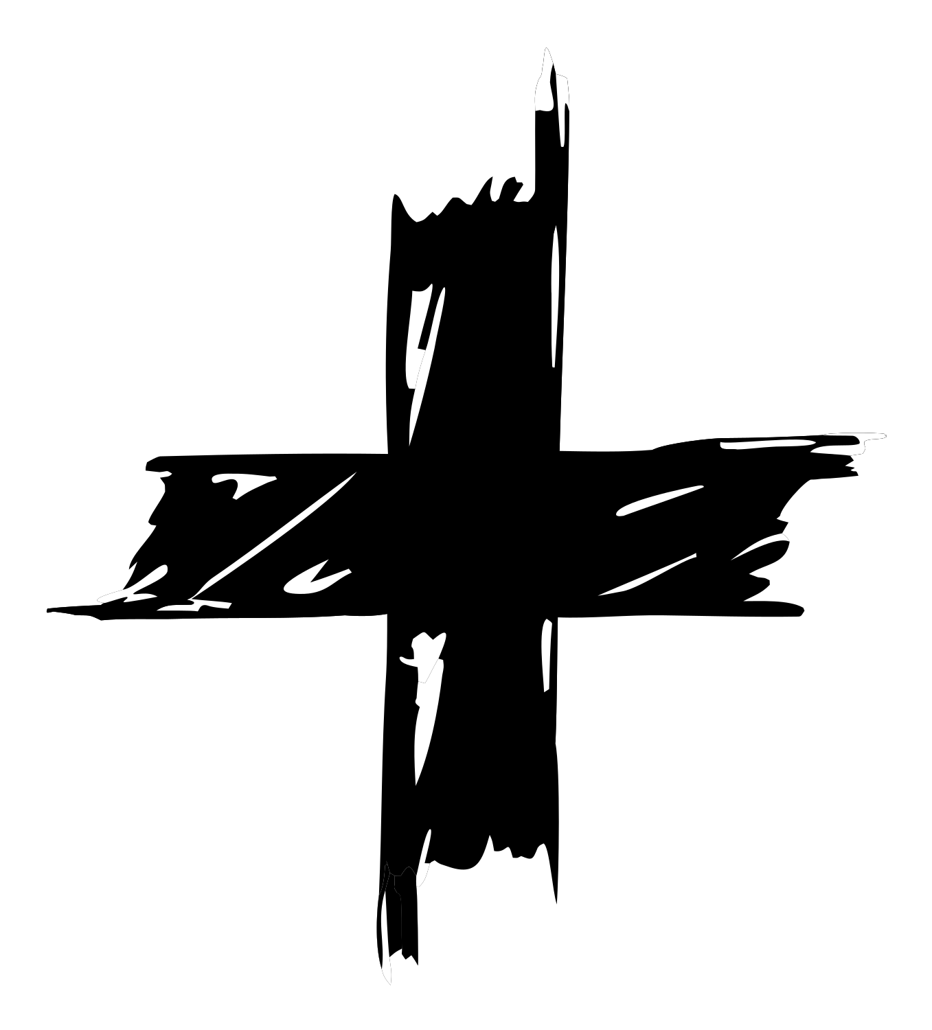 Brush Stroke Cross Mark #ffffff/#000000