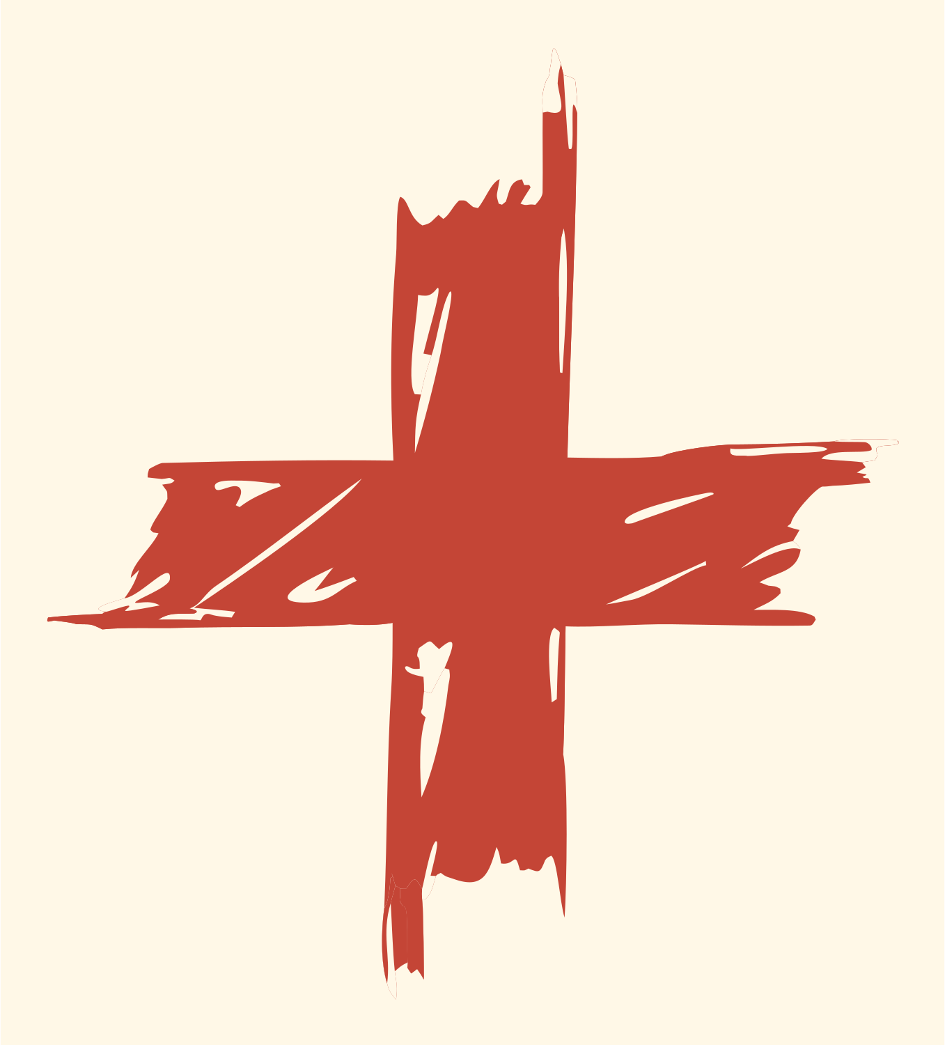 Brush Stroke Cross Mark #fff8e7/#c44536