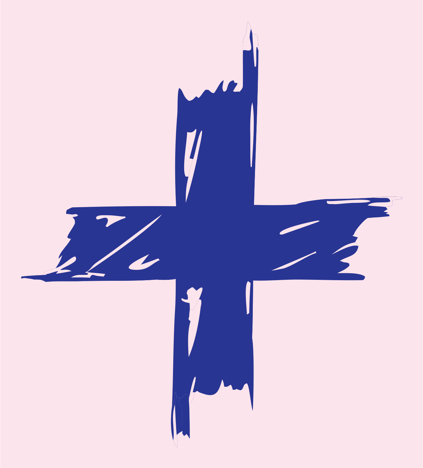Brush Stroke Cross Mark #fce4ec/#283593