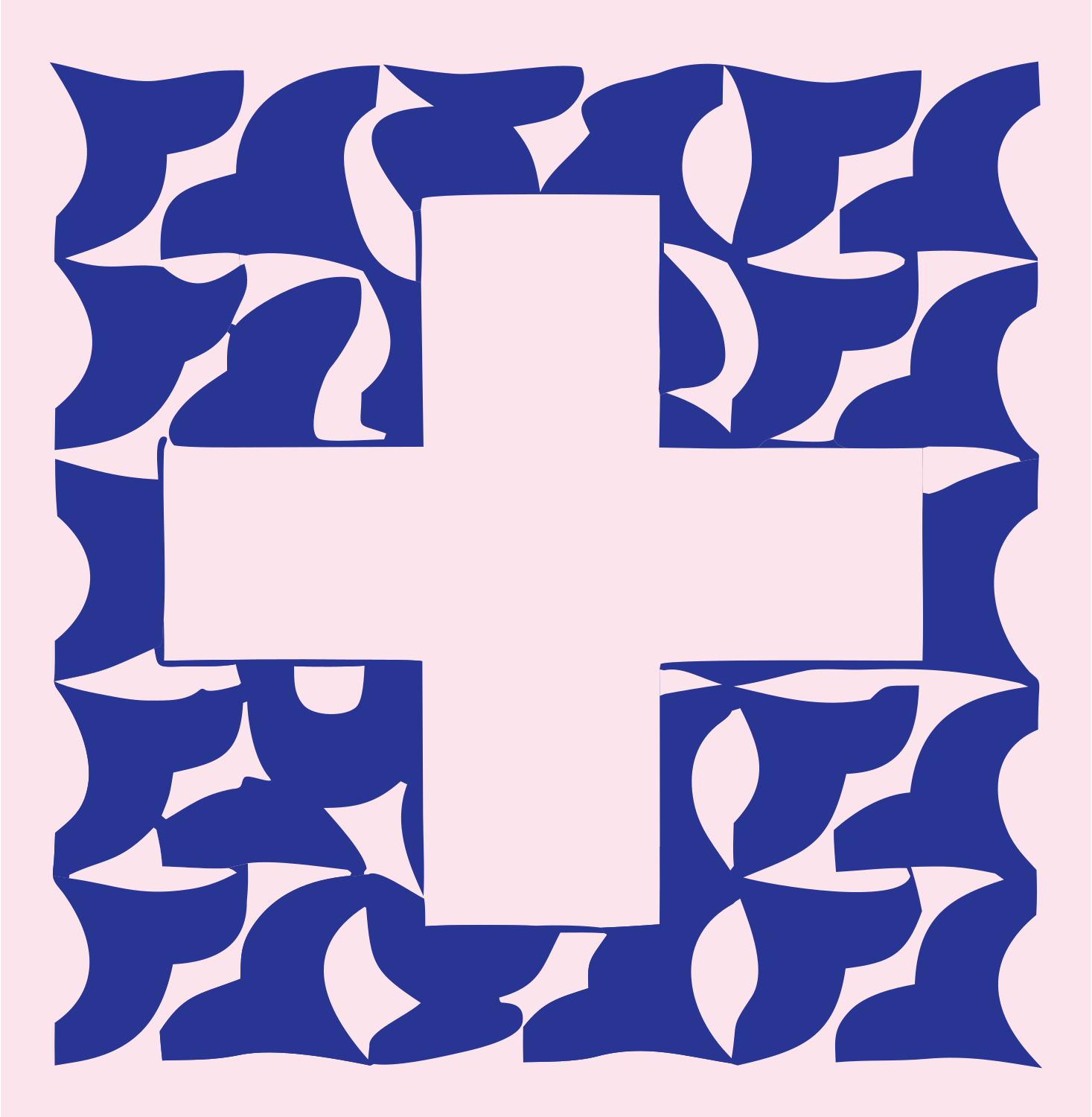 Bold Plus Patchwork Badge #fce4ec/#283593