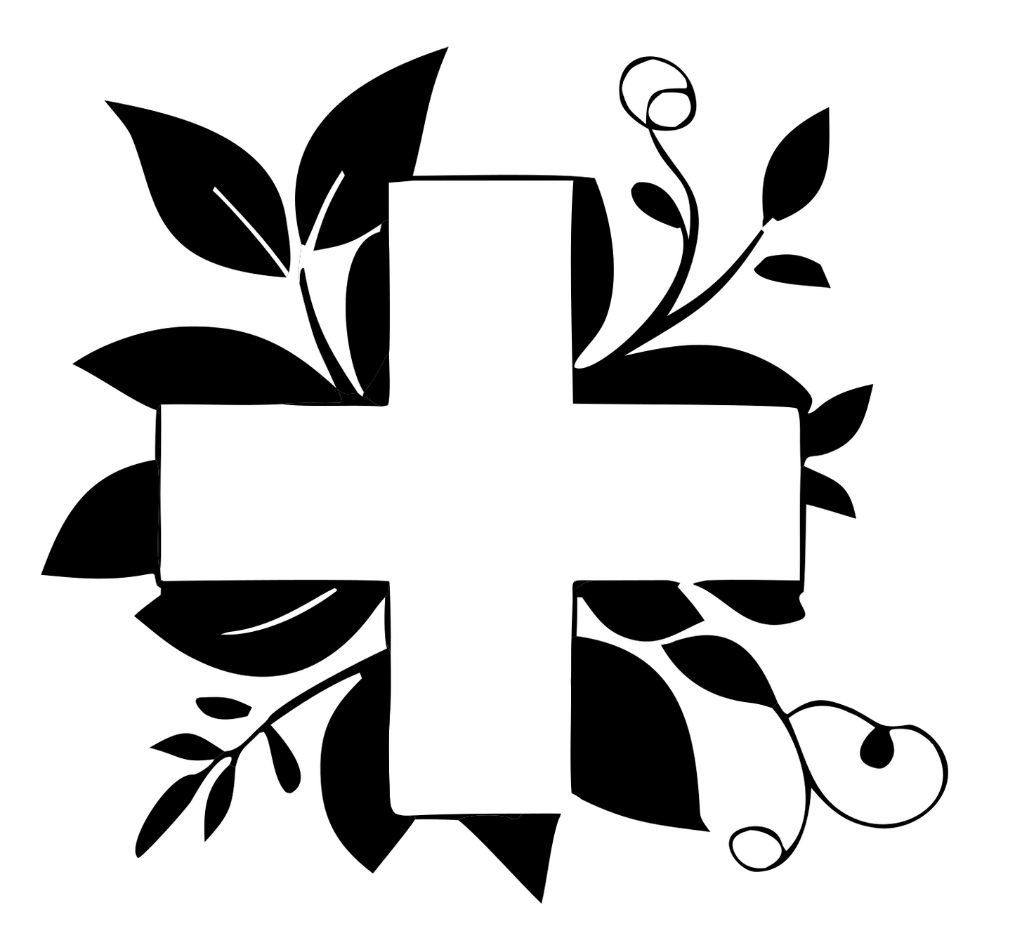 Floral Cross Bold Badge #ffffff/#000000