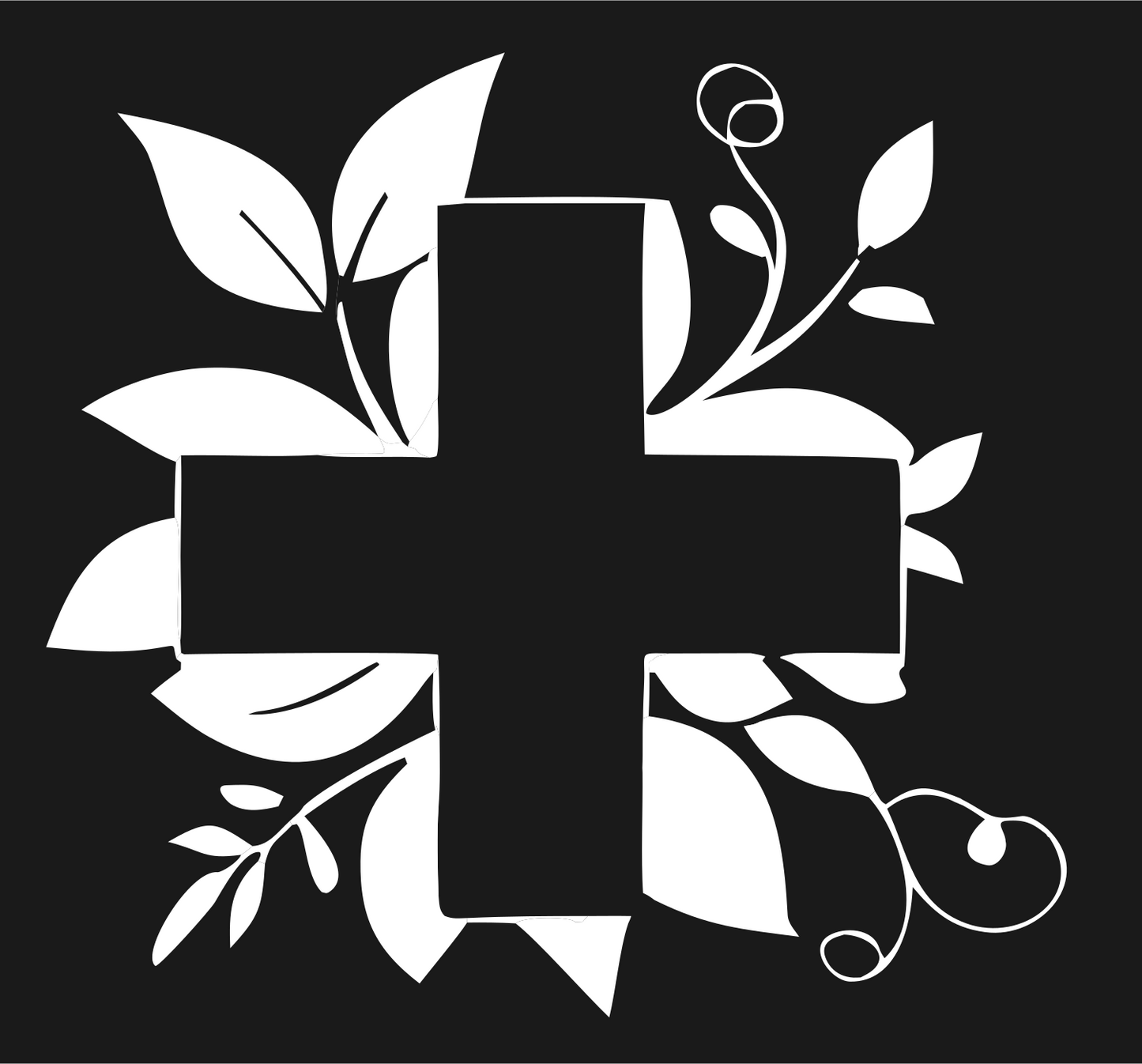 Floral Cross Bold Badge #1a1a1a/#ffffff