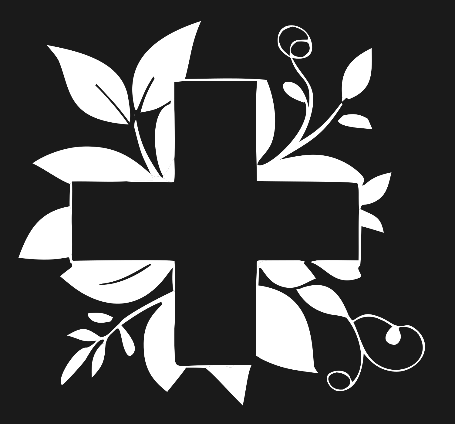 Floral Cross Bold Badge #1a1a1a/#ffffff