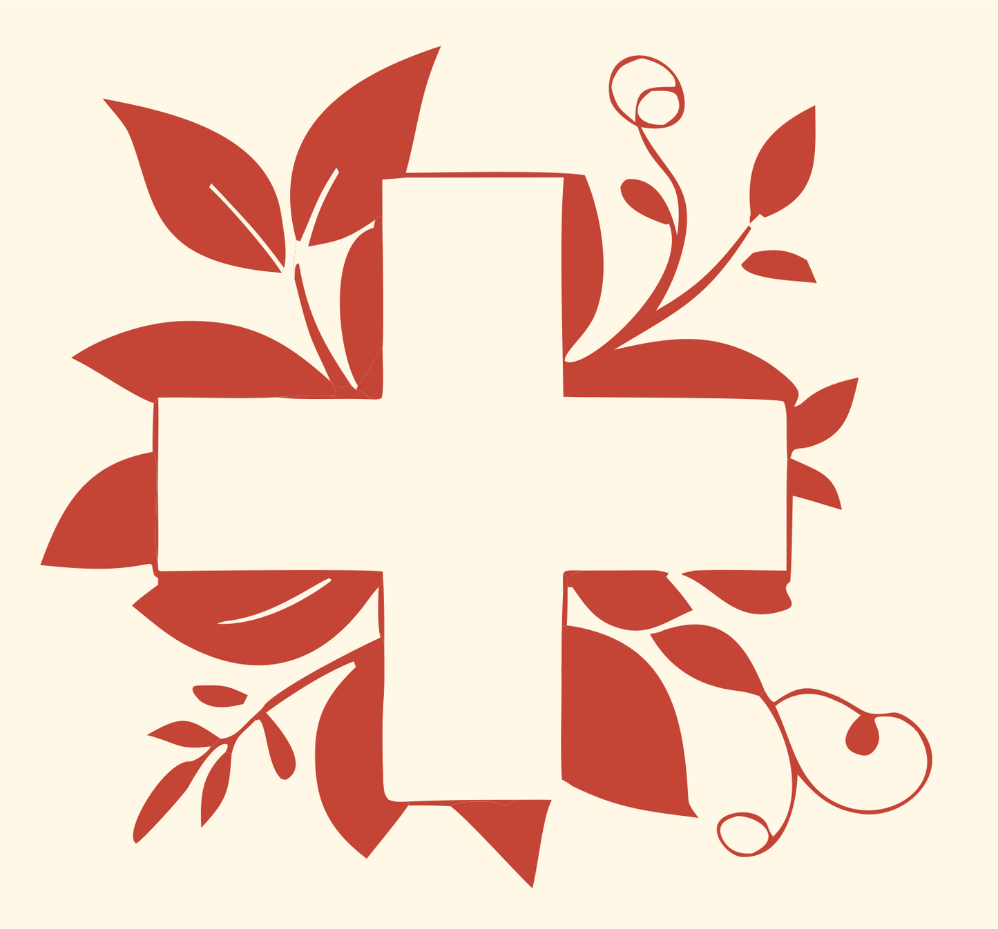 Floral Cross Bold Badge #fff8e7/#c44536