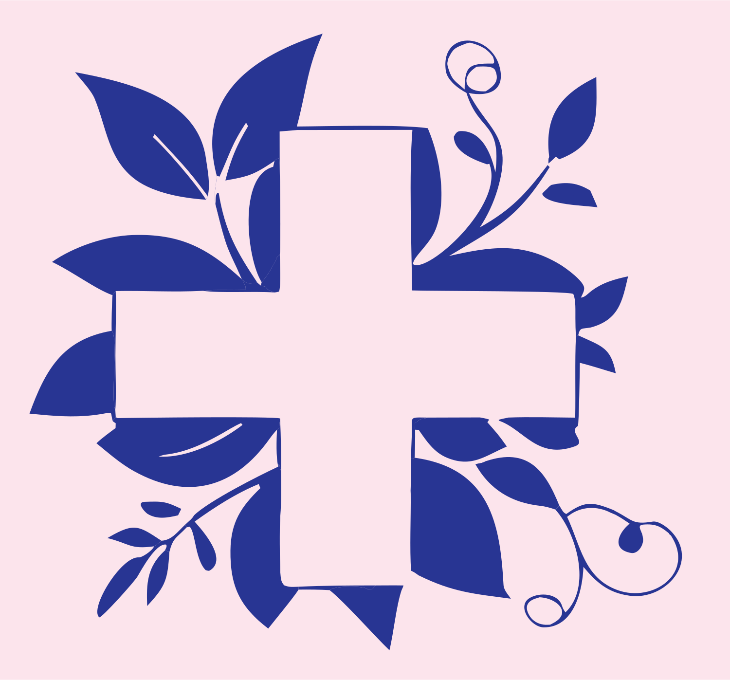 Floral Cross Bold Badge #fce4ec/#283593