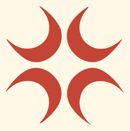 Crescent Moon Cross Mark #fff8e7/#c44536