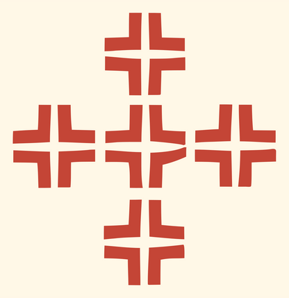 Chunky Cross Grid Emblem #fff8e7/#c44536