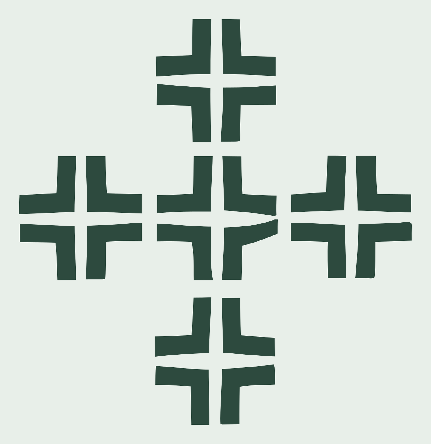 Chunky Cross Grid Emblem #e8efe9/#2d4a3e