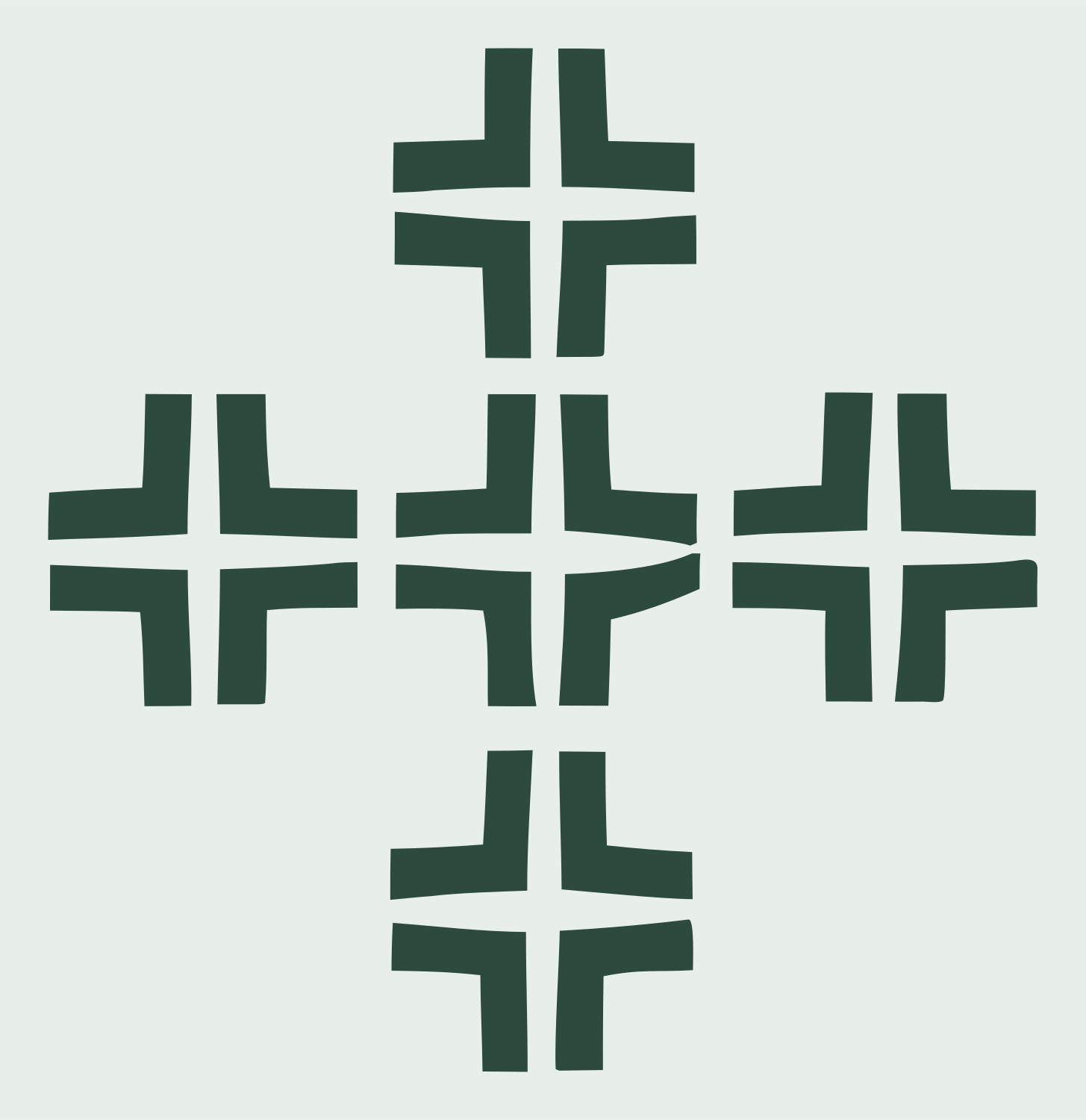 Chunky Cross Grid Emblem #e8efe9/#2d4a3e