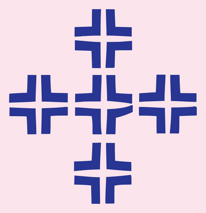 Chunky Cross Grid Emblem #fce4ec/#283593