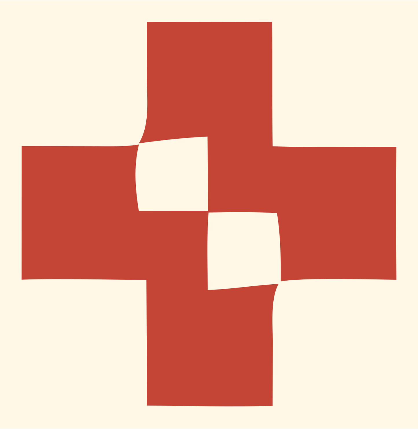 Twisted Plus Sign Logo #fff8e7/#c44536