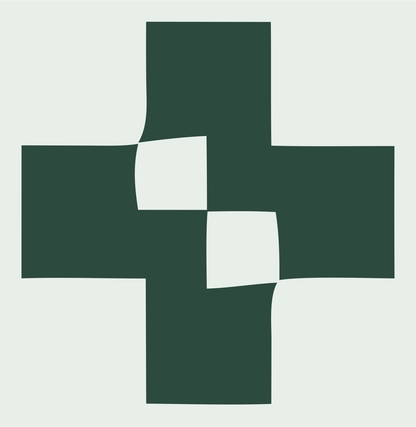 Twisted Plus Sign Logo #e8efe9/#2d4a3e