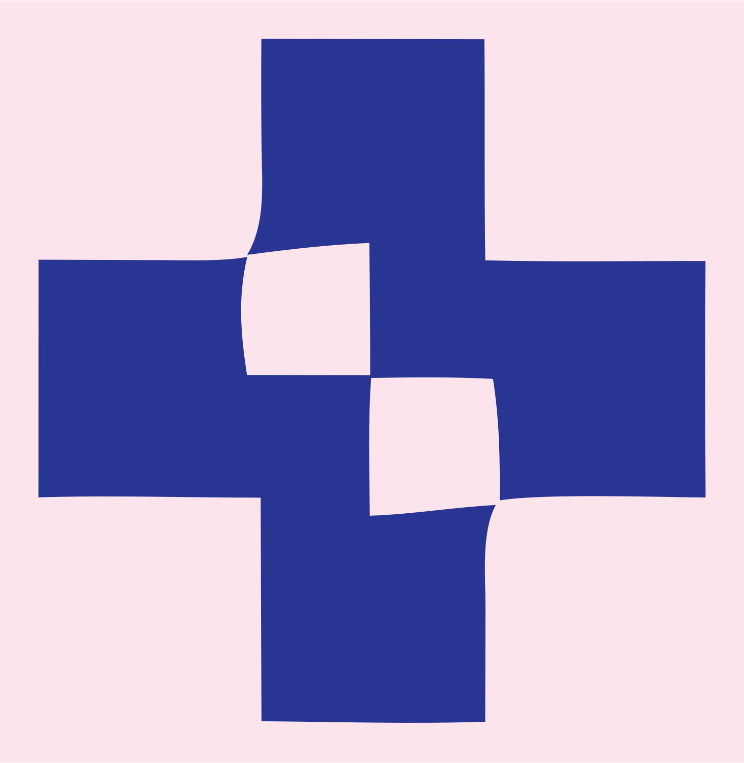 Twisted Plus Sign Logo #fce4ec/#283593