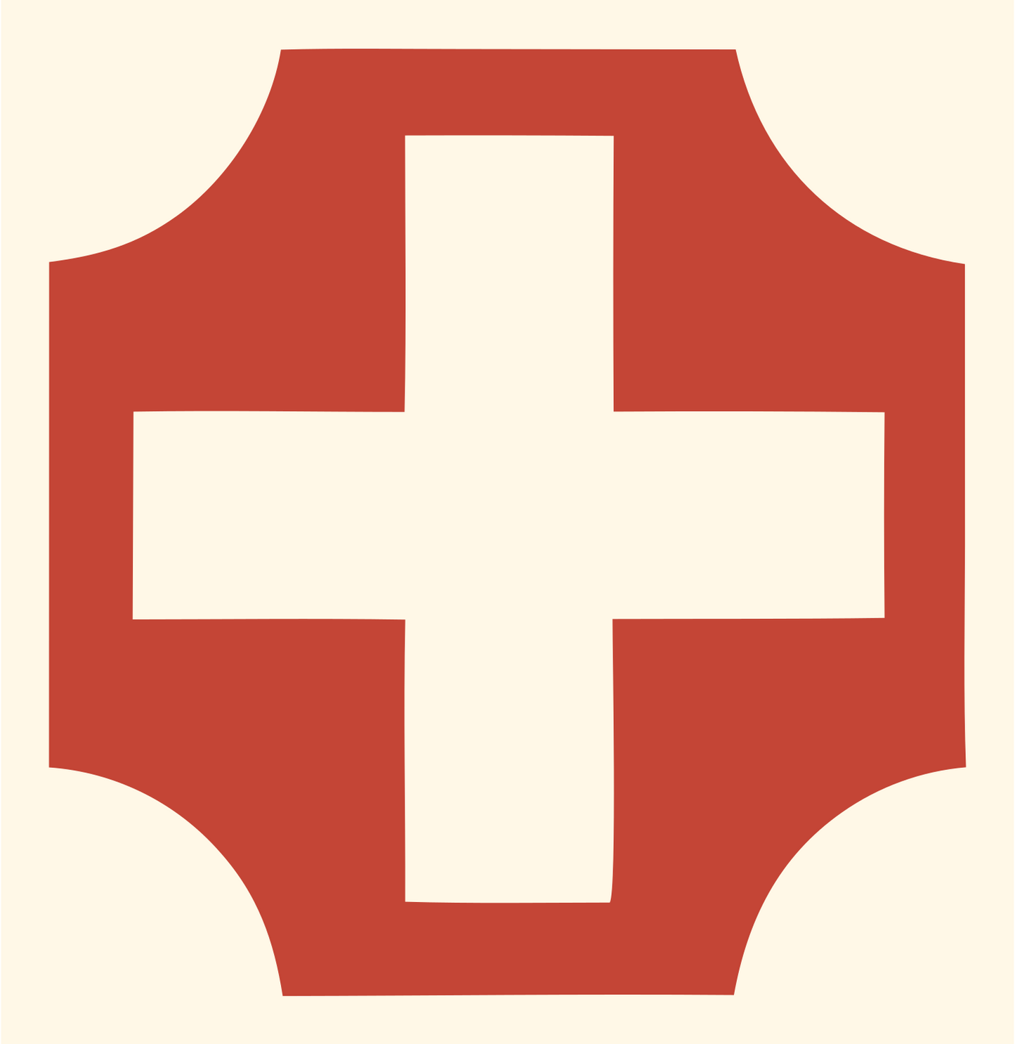 Chunky Cross Shield Badge #fff8e7/#c44536