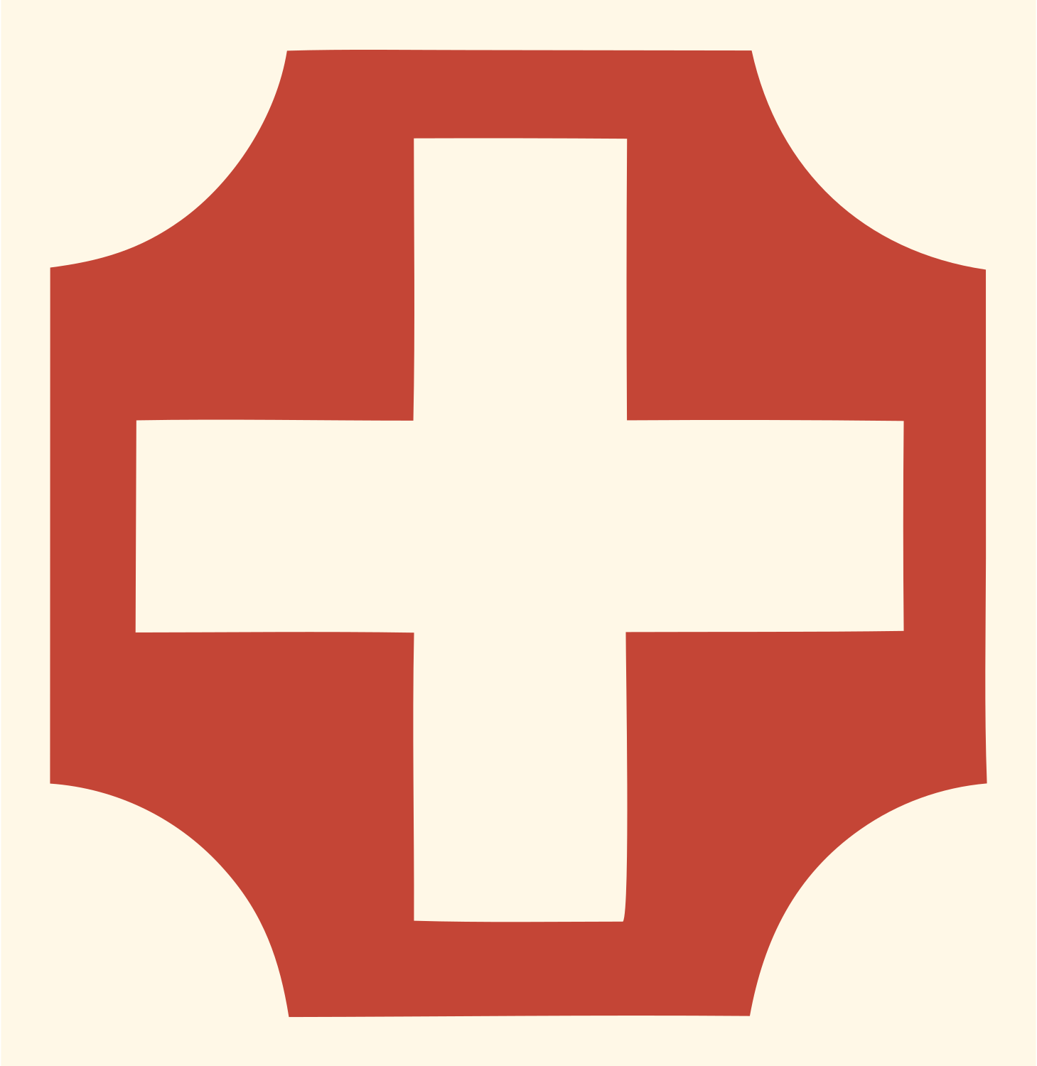 Chunky Cross Shield Badge #fff8e7/#c44536