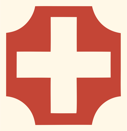 Chunky Cross Shield Badge #fff8e7/#c44536