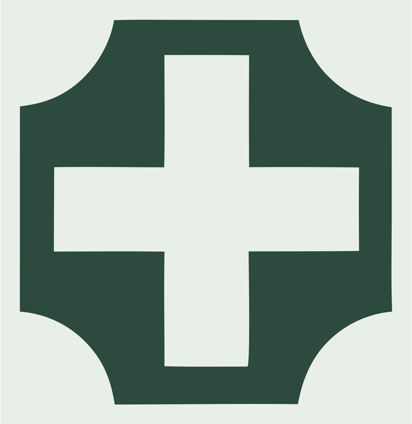Chunky Cross Shield Badge #e8efe9/#2d4a3e