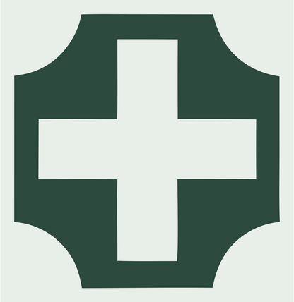 Chunky Cross Shield Badge #e8efe9/#2d4a3e