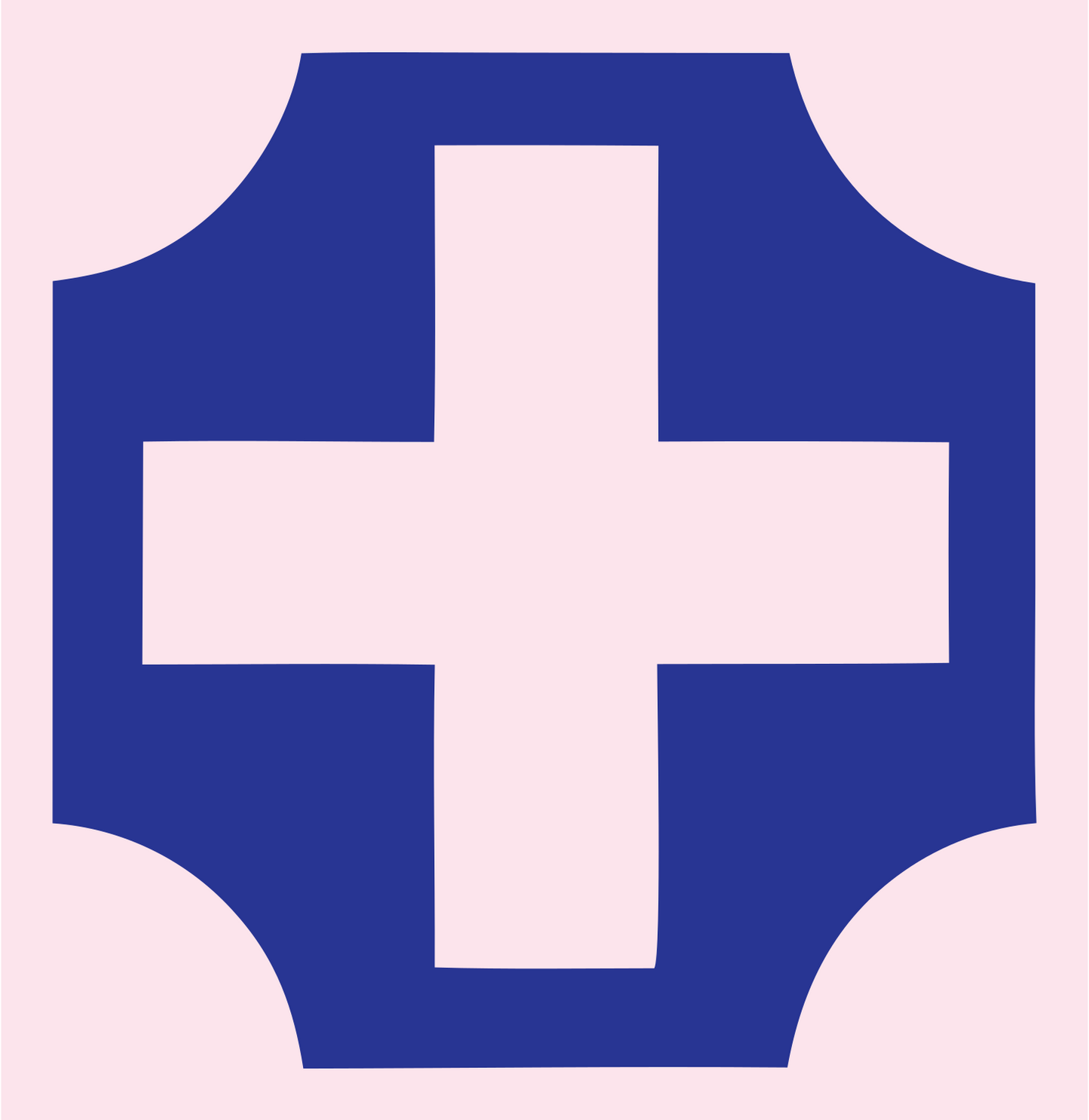 Chunky Cross Shield Badge #fce4ec/#283593