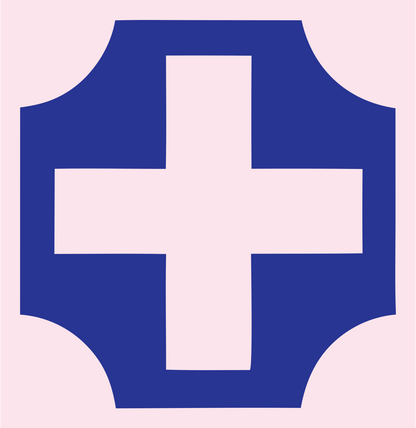 Chunky Cross Shield Badge #fce4ec/#283593