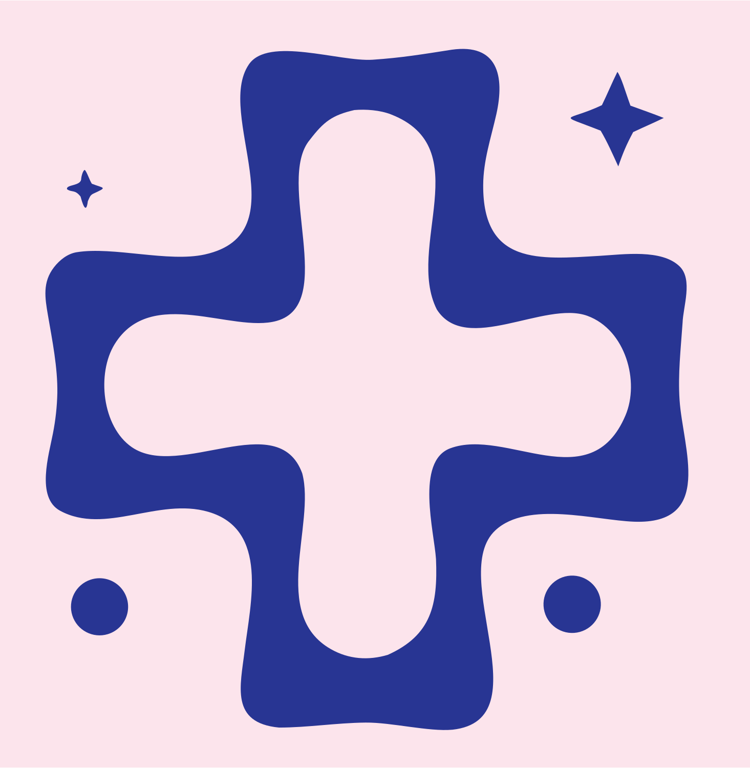 Blocky Plus Sparkle Badge #fce4ec/#283593