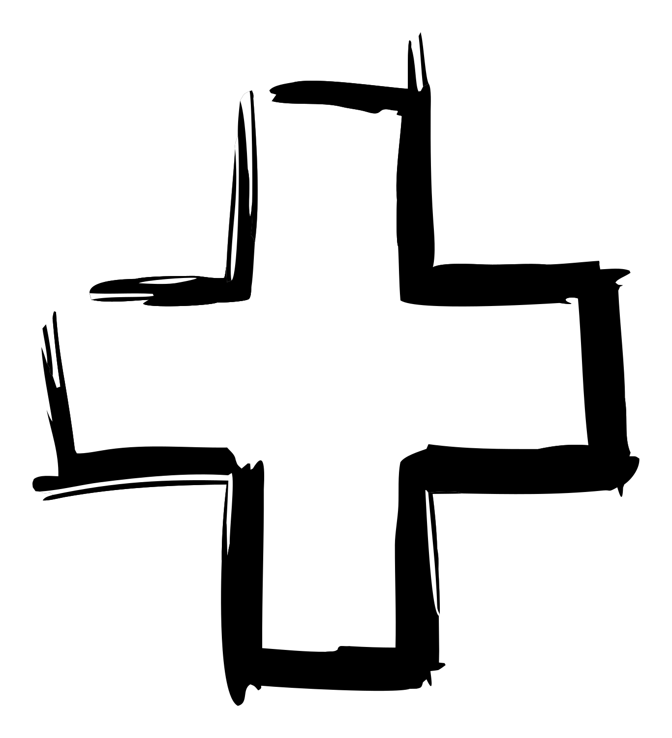 Sketched Plus Sign Logo #ffffff/#000000
