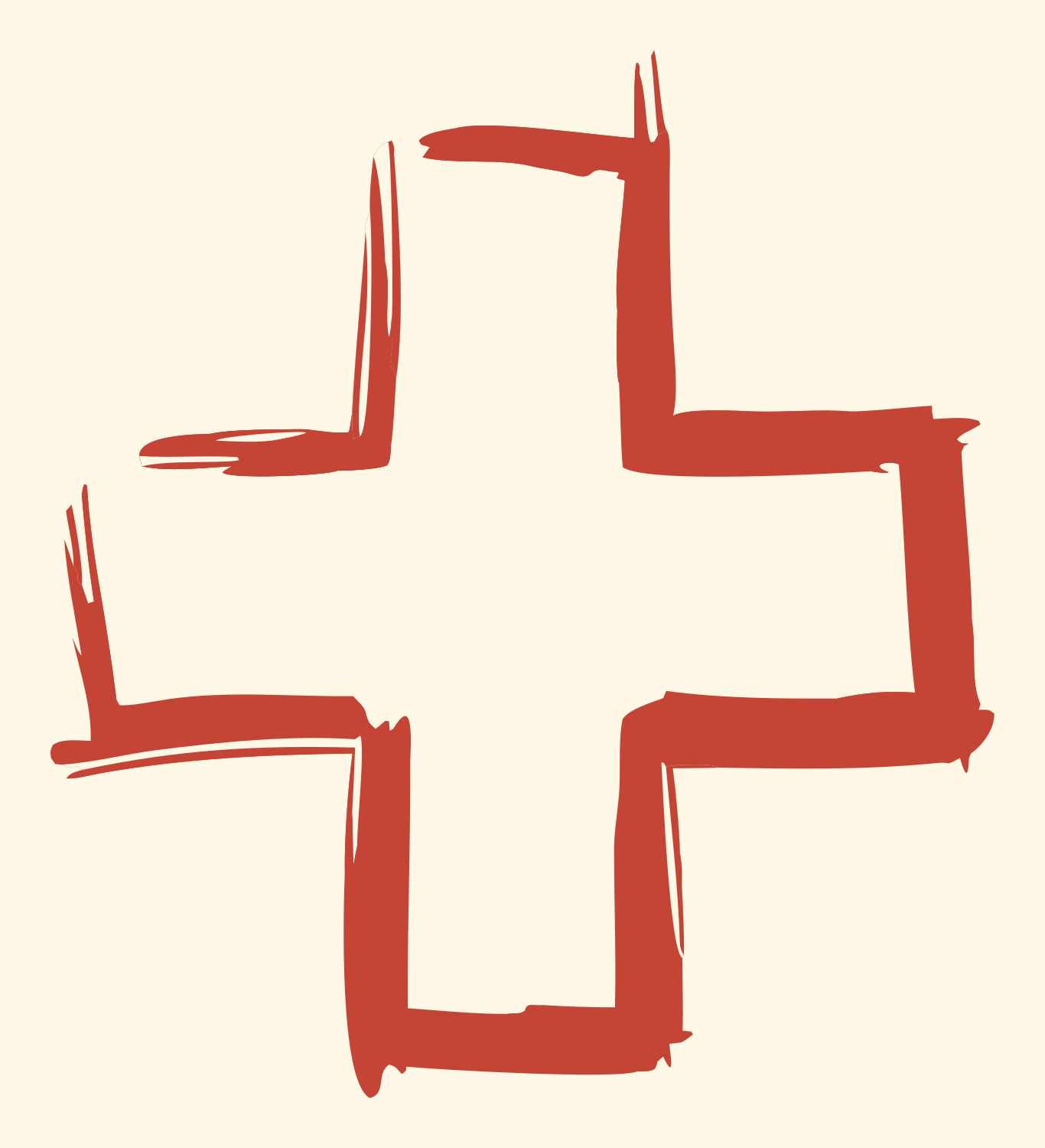 Sketched Plus Sign Logo #fff8e7/#c44536