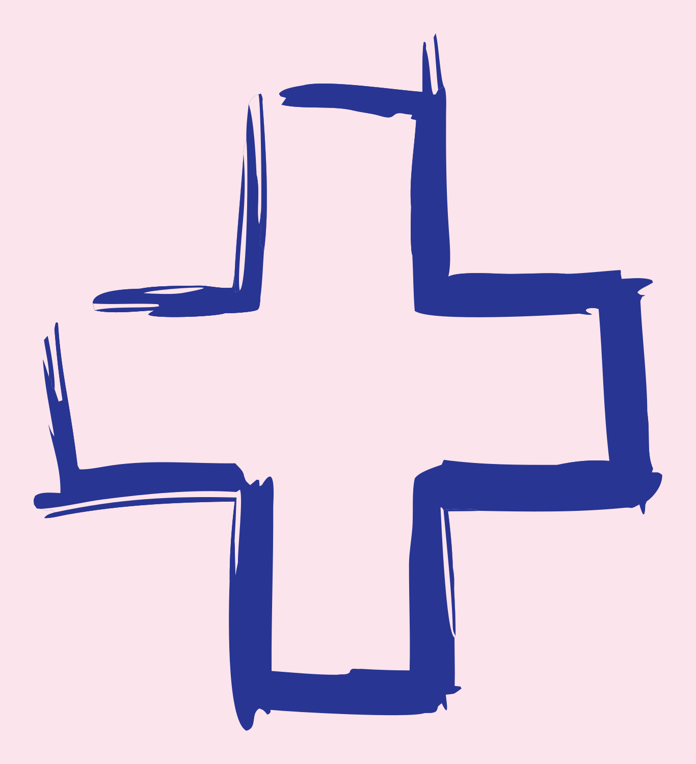 Sketched Plus Sign Logo #fce4ec/#283593