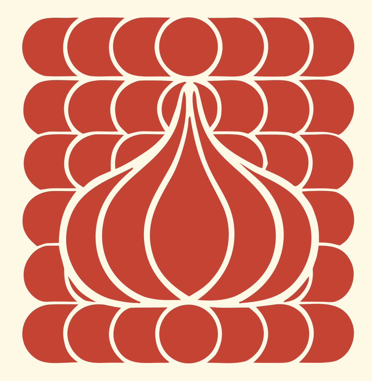Geometric Garlic Grid Mark #fff8e7/#c44536