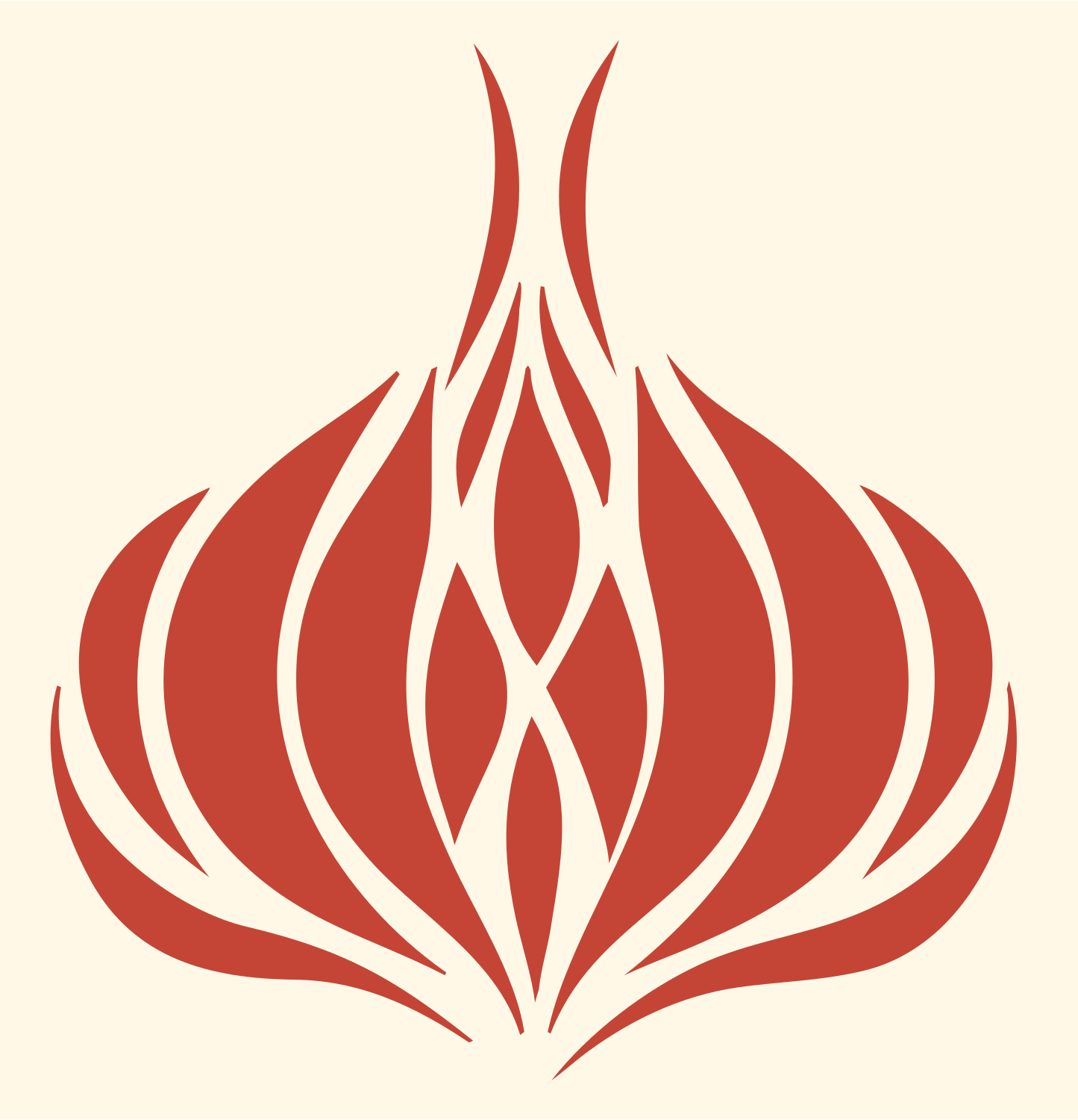 Tribal Garlic Bulb Mark #fff8e7/#c44536