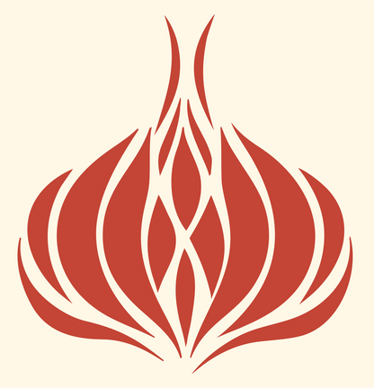 Tribal Garlic Bulb Mark #fff8e7/#c44536