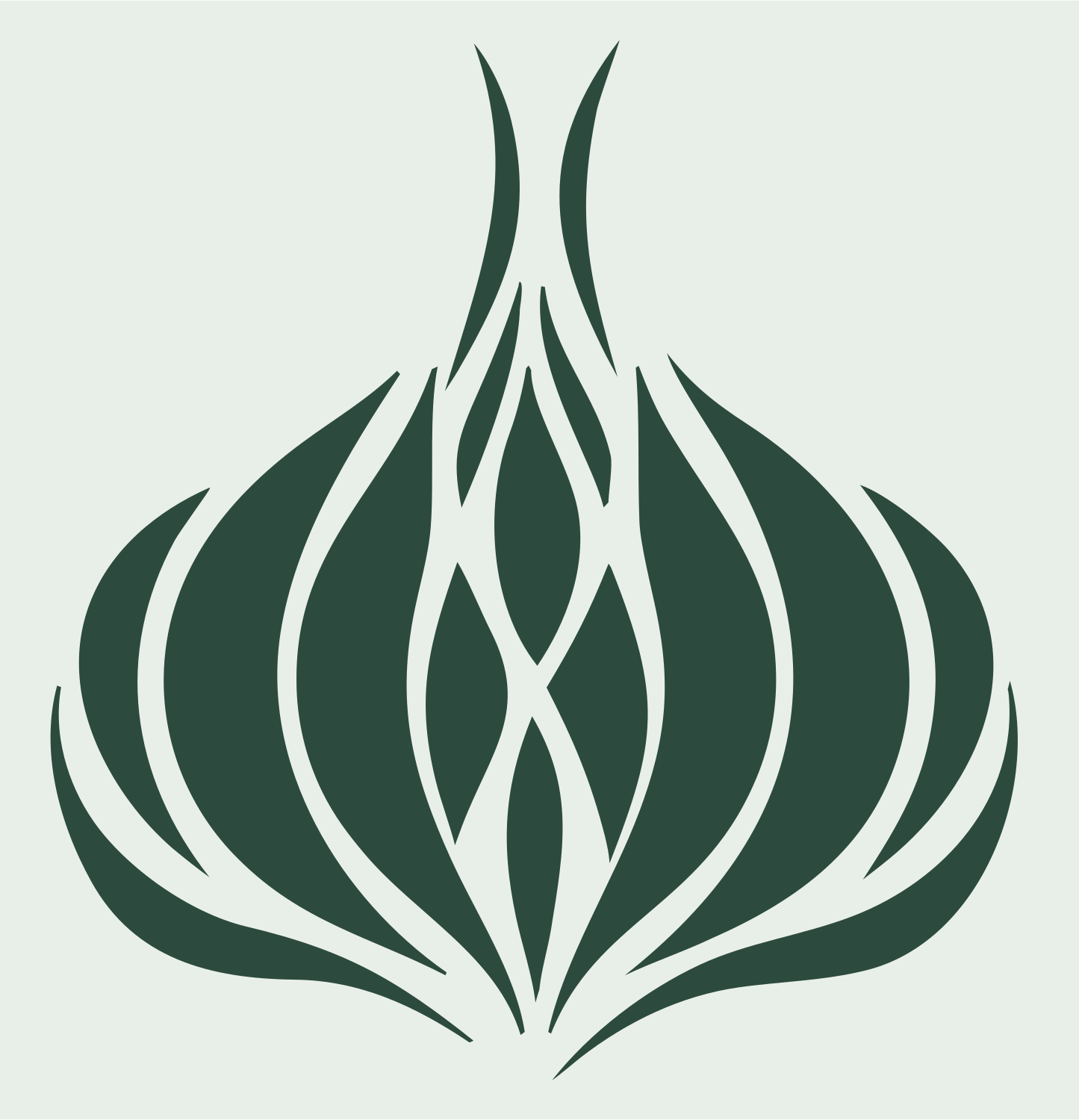 Tribal Garlic Bulb Mark #e8efe9/#2d4a3e