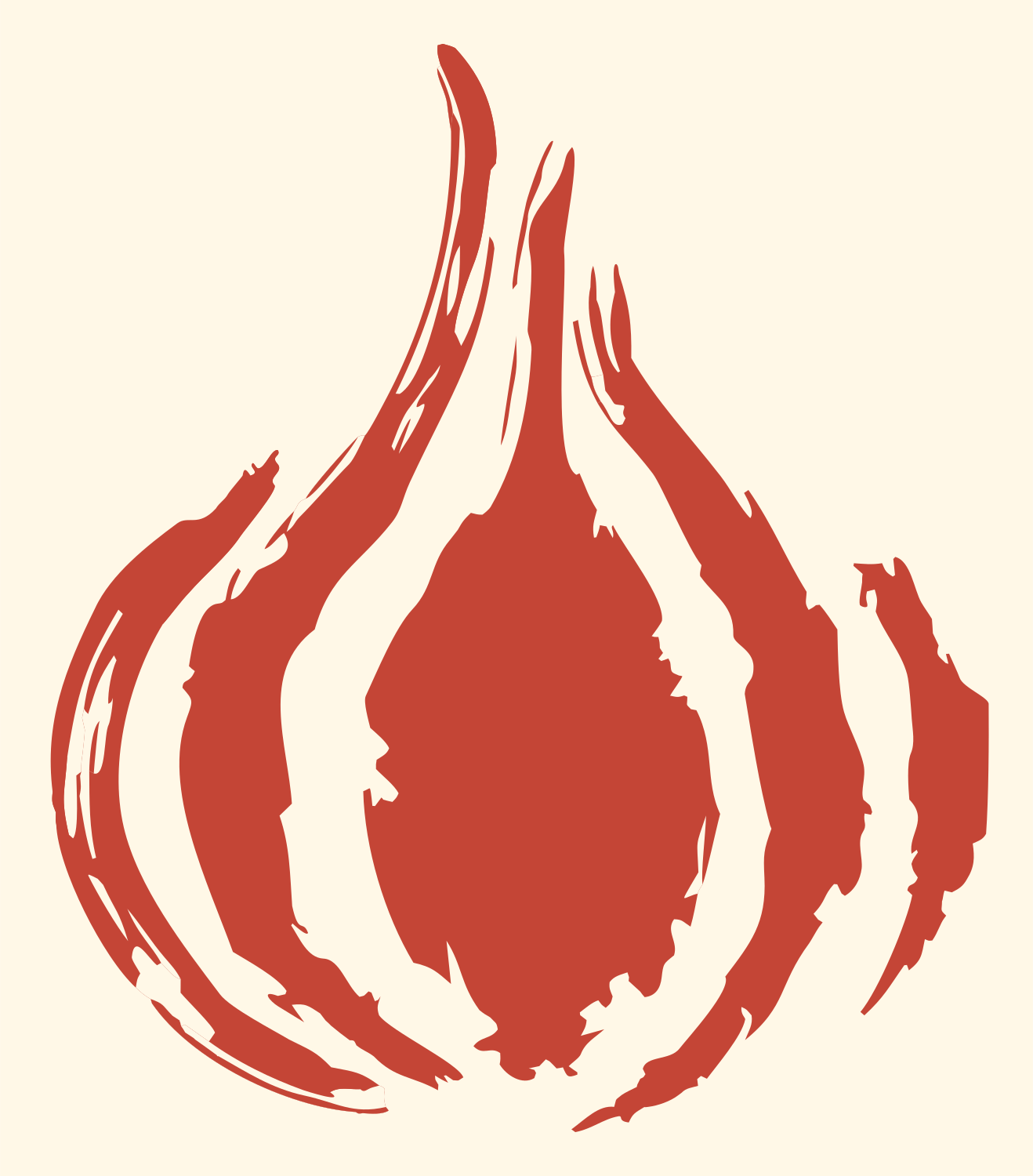 Hand-Drawn Garlic Bulb Mark #fff8e7/#c44536