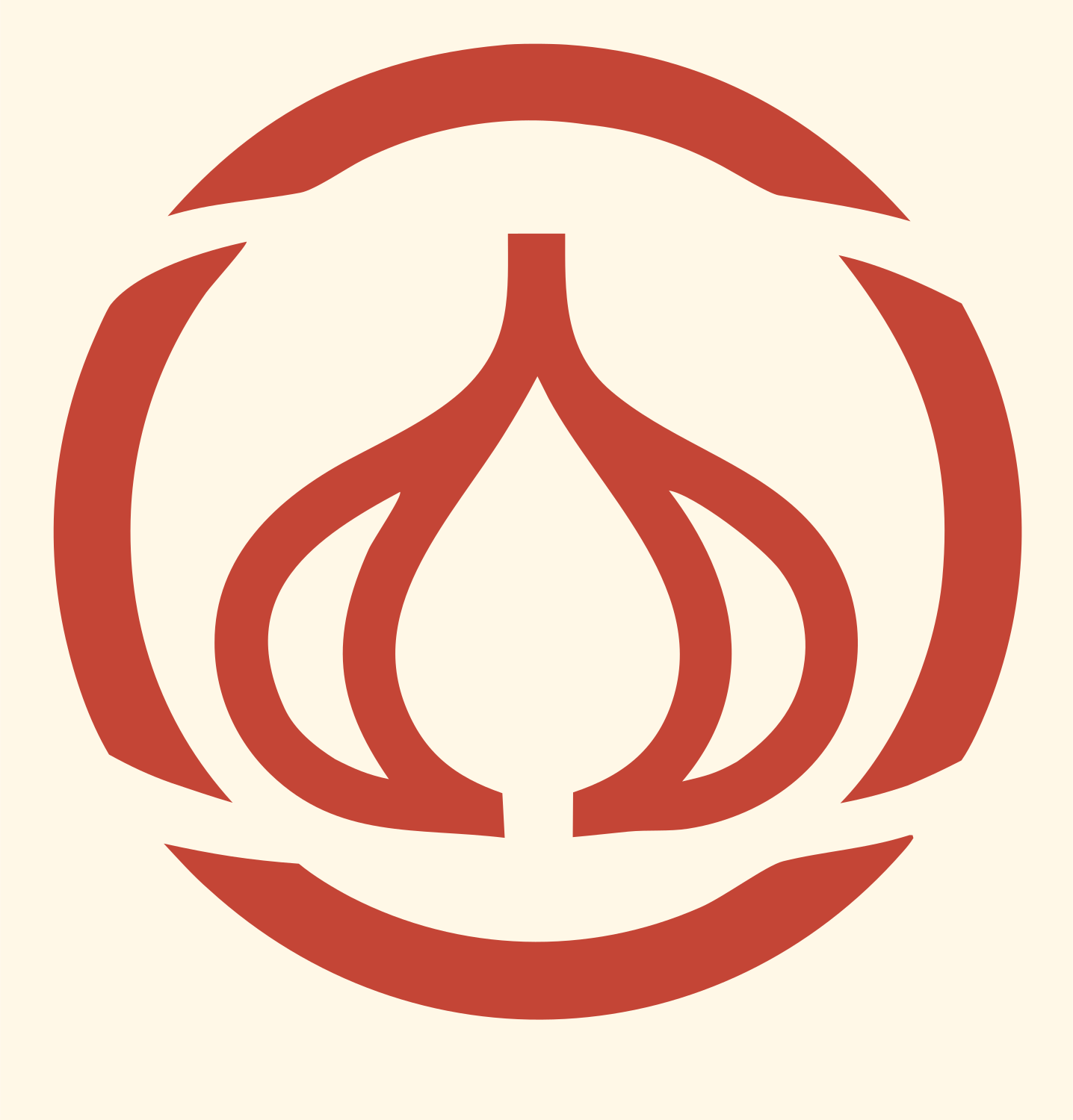 Monoline Garlic Ring Badge #fff8e7/#c44536