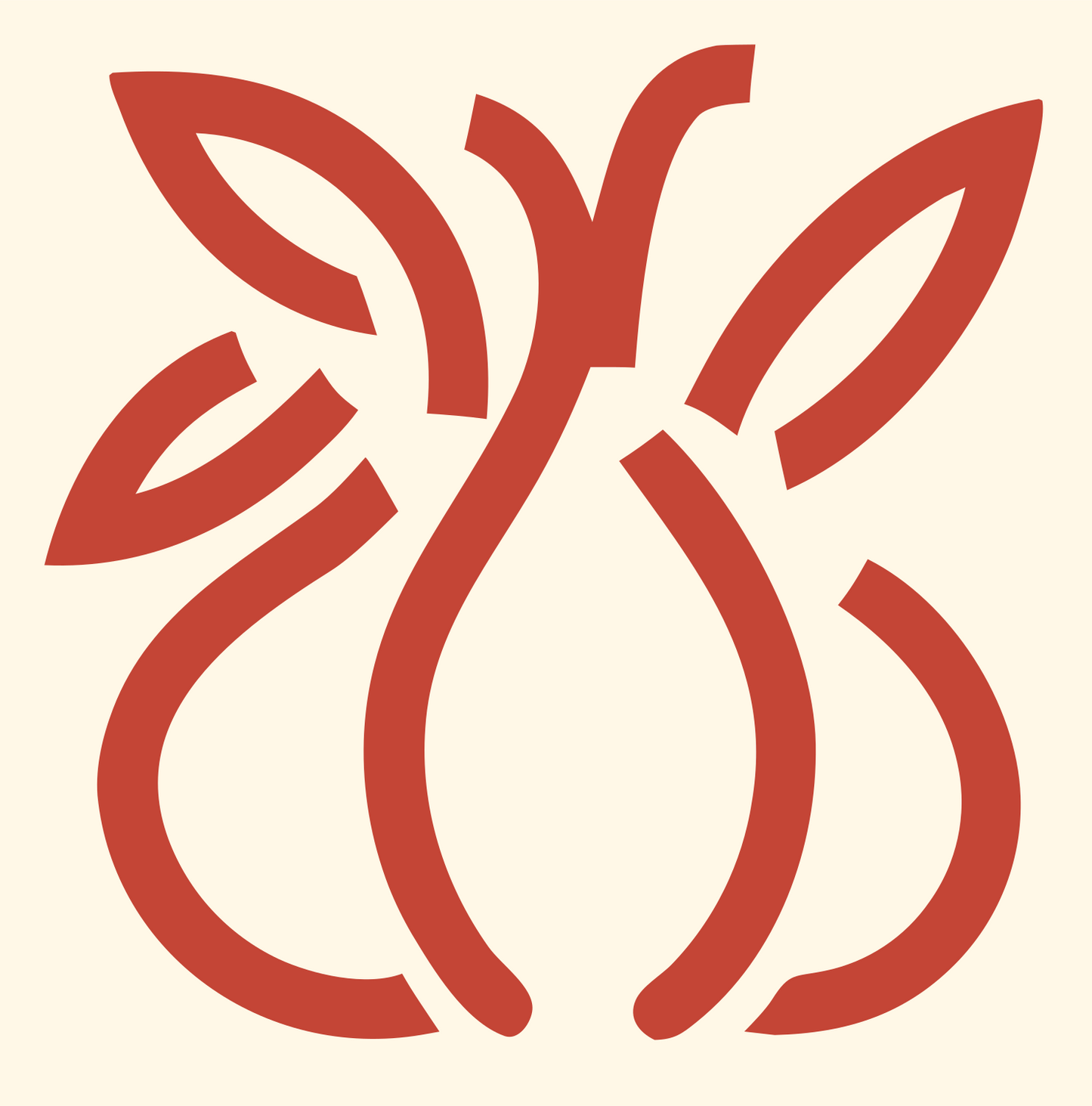 Monoline Garlic Sprout Mark #fff8e7/#c44536