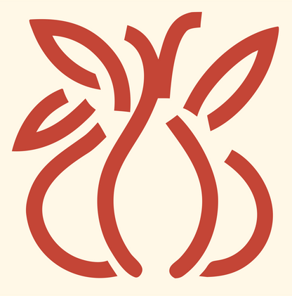 Monoline Garlic Sprout Mark #fff8e7/#c44536