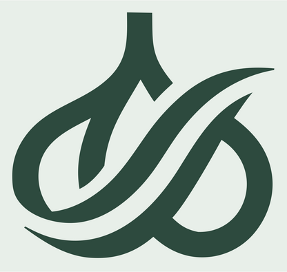 Calligraphic Garlic Swirl Logo #e8efe9/#2d4a3e