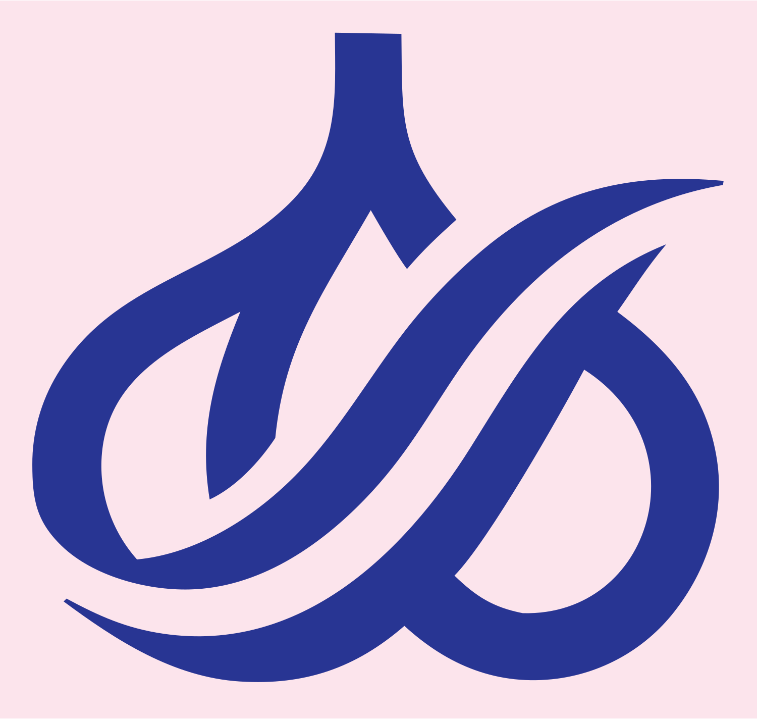 Calligraphic Garlic Swirl Logo #fce4ec/#283593