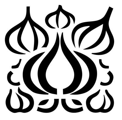 Garlic Cluster Arrangement Badge #ffffff/#000000