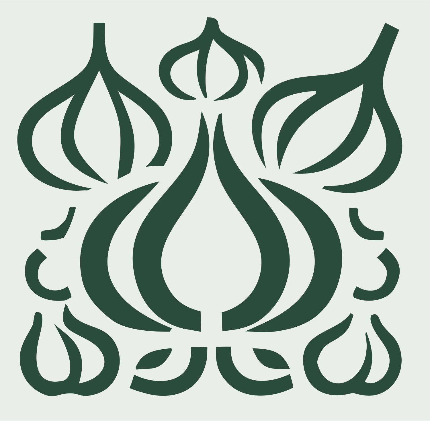 Garlic Cluster Arrangement Badge #e8efe9/#2d4a3e