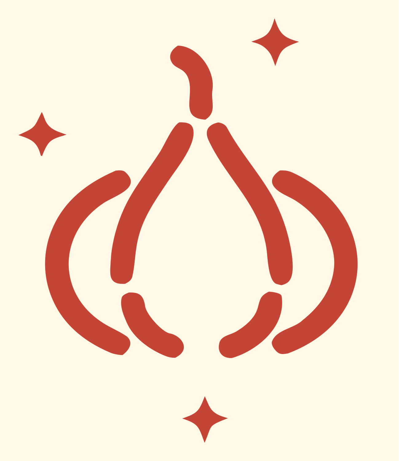 Monoline Garlic Sparkle Mark #fff8e7/#c44536