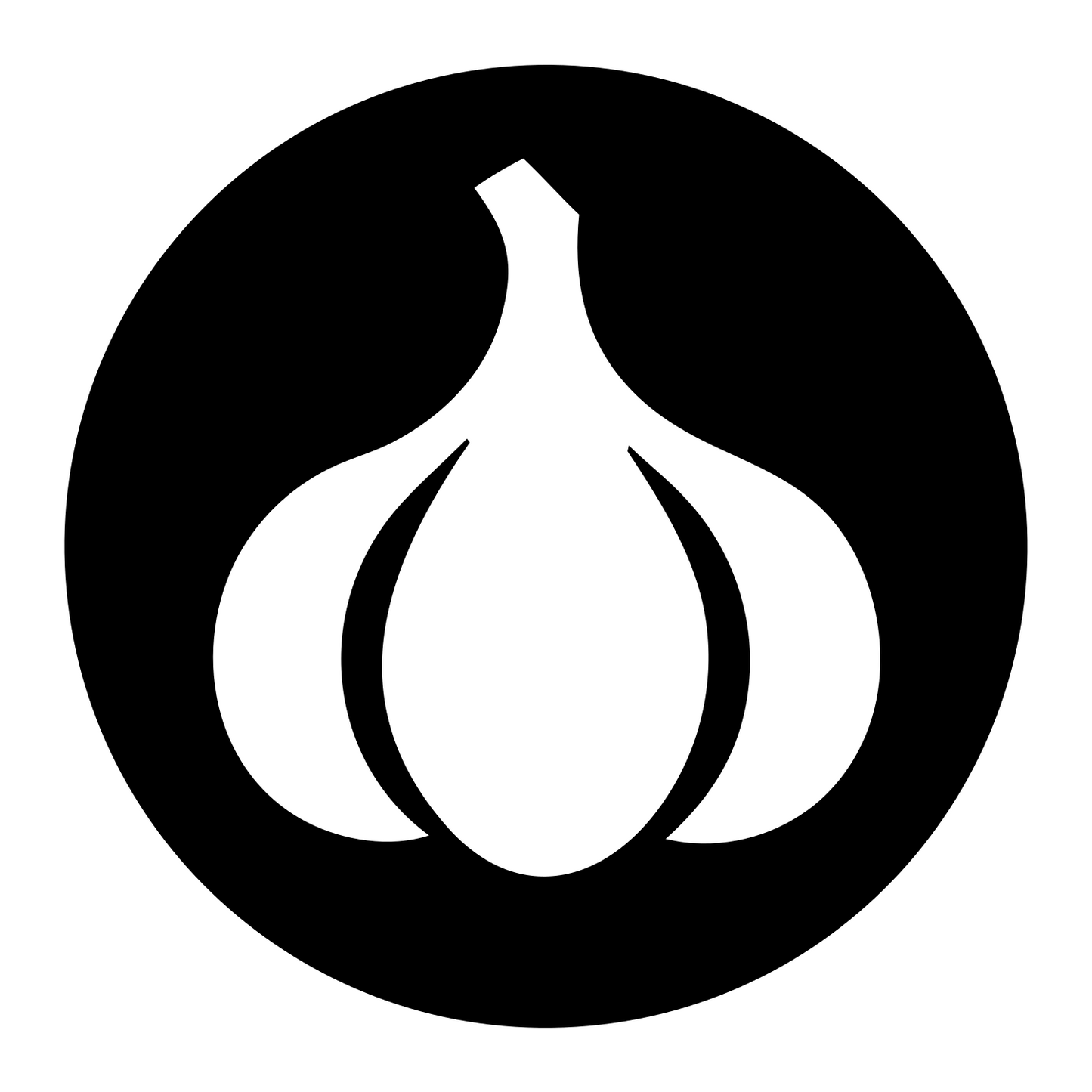 Negative Space Garlic Circle Badge #ffffff/#000000