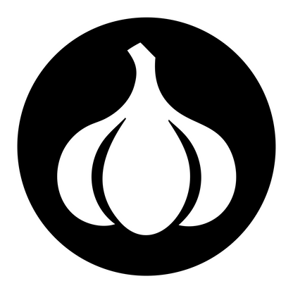 Negative Space Garlic Circle Badge #ffffff/#000000