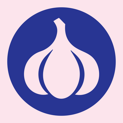 Negative Space Garlic Circle Badge #fce4ec/#283593