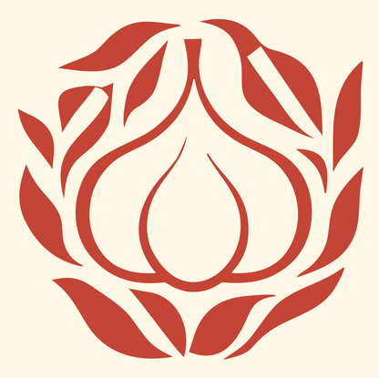 Garlic Wreath Leaf Emblem #fff8e7/#c44536
